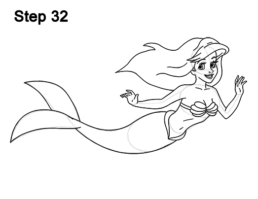 Draw Ariel Little Mermaid Body 32