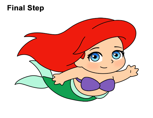 Draw Mini Chibi Little Mermaid Ariel