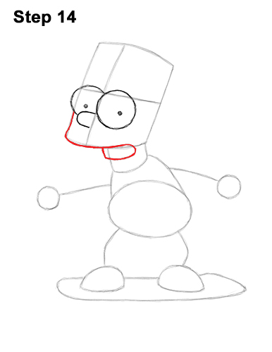 How to Draw Bart Simpson Full Body Skateboard Skater Skating 14