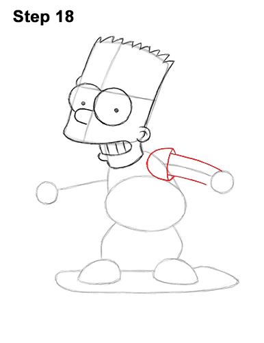 How to Draw Bart Simpson Full Body Skateboard Skater Skating 18