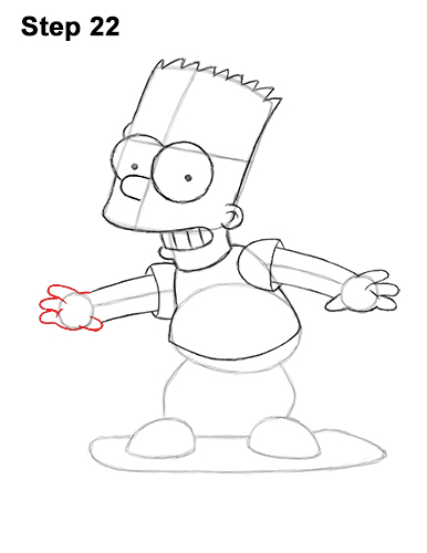 How to Draw Bart Simpson Full Body Skateboard Skater Skating 22