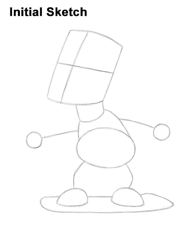 How to Draw Bart Simpson Full Body Skateboard Skater Skating Initial Sketch