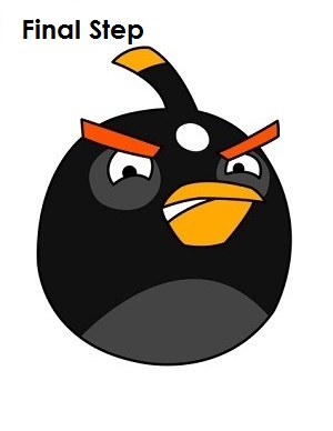 Draw Black Angry Bird Completed Drawing