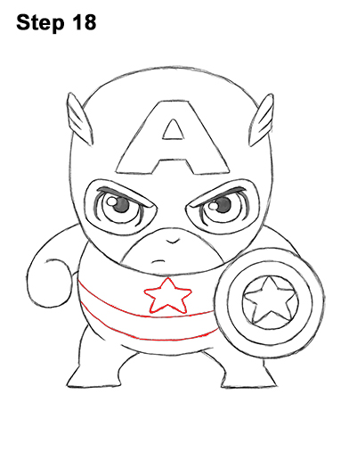 Draw Mini Chibi Little Captain America 18