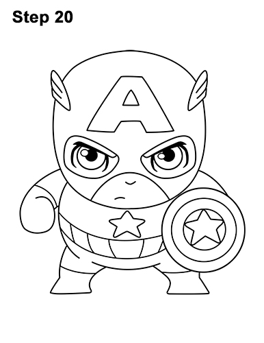 Draw Mini Chibi Little Captain America 20