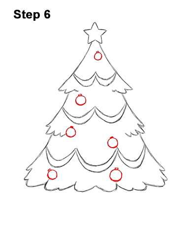 How to Draw Cartoon Christmas Tree with Presents 6