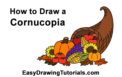 How to Draw Cartoon Cornucopia Thanksgiving