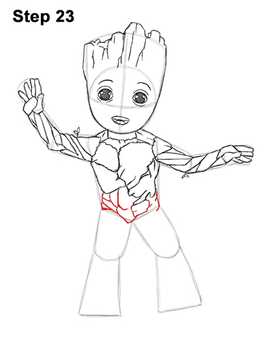 How to Draw Baby Groot Full Body Guardians of the Galaxy 23