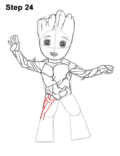 How to Draw Baby Groot Full Body Guardians of the Galaxy 24