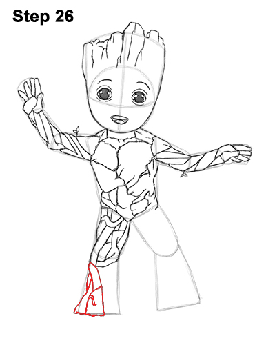 How to Draw Baby Groot Full Body Guardians of the Galaxy 26