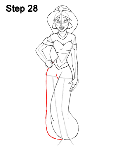 Draw Jasmine Full Body Aladdin 28