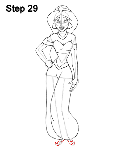 Draw Jasmine Full Body Aladdin 29