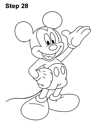 How to Draw Classic Mickey Mouse Full Body Disney 28