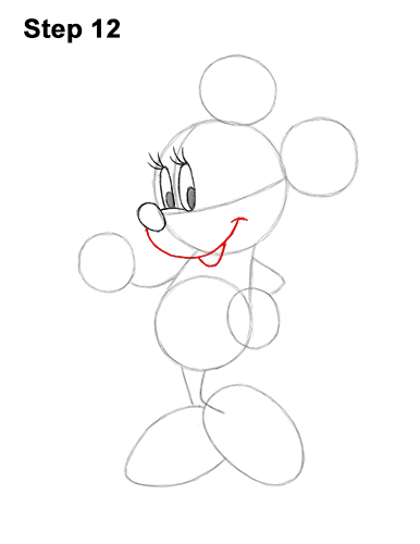 How to Draw Classic Minnie Mouse Full Body Disney 12