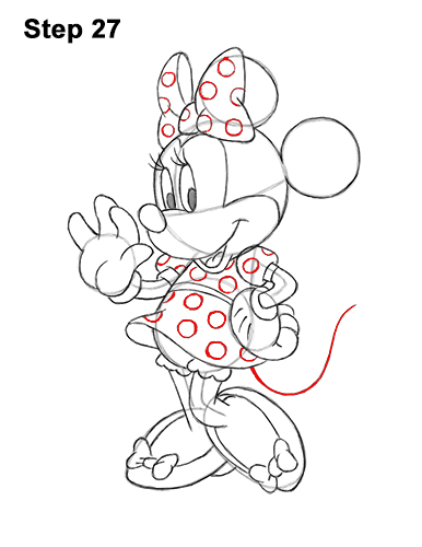 How to Draw Classic Minnie Mouse Full Body Disney 27
