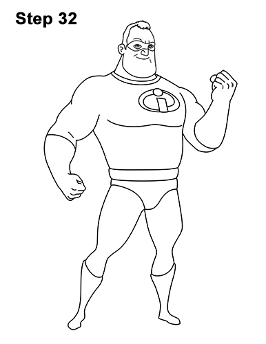 How to Draw Mr. Incredible Bob Parr 32