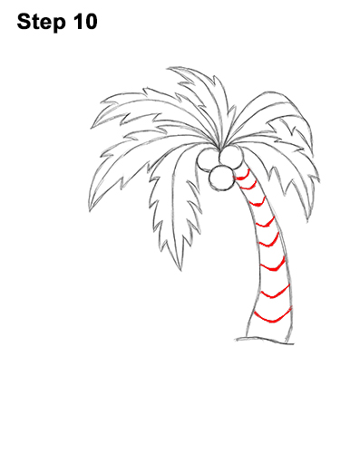How to Draw Cartoon Palm Tree Tropical Island Beach 10