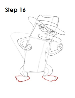 Draw Perry the Platypus Step 16