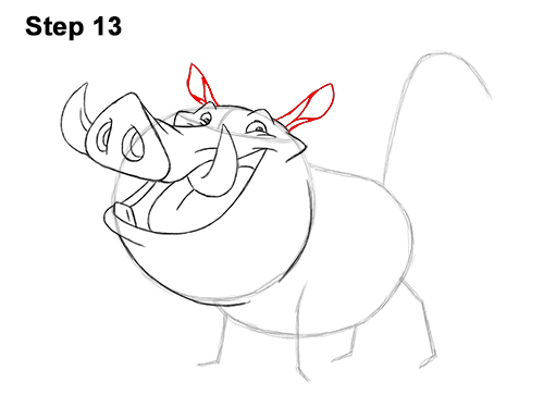 How to Draw Pumbaa Pumba Pig Warthog Lion King Disney 13