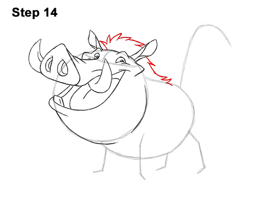 How to Draw Pumbaa Pumba Pig Warthog Lion King Disney 14