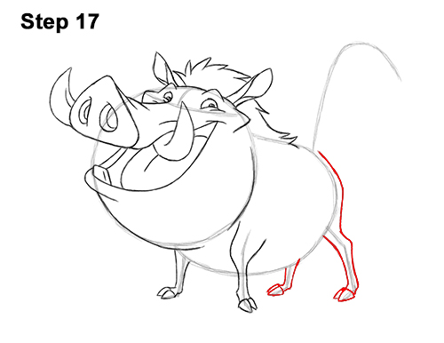 How to Draw Pumbaa Pumba Pig Warthog Lion King Disney 17