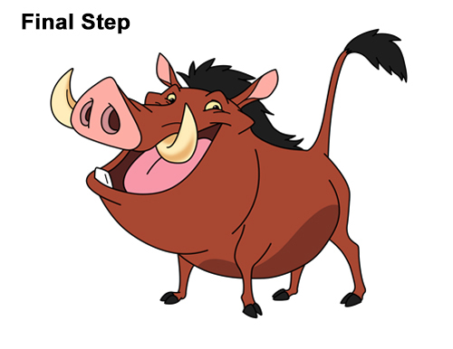 How to Draw Pumbaa Pumba Pig Warthog Lion King Disney