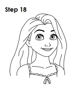 How to Draw Rapunzel Step 18