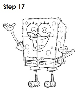 Draw SpongeBob SquarePants Step 17