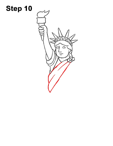 How to Draw Cartoon Statue of Liberty 10