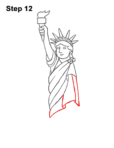 How to Draw Cartoon Statue of Liberty 12