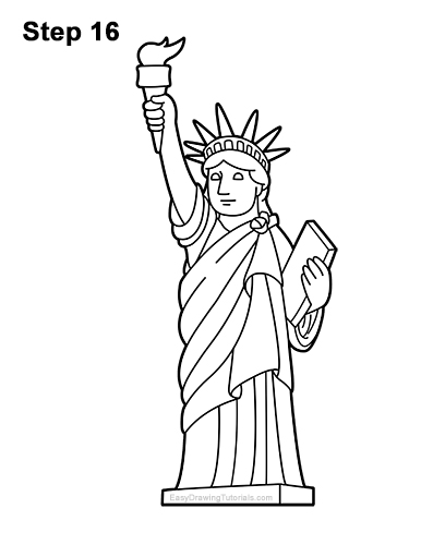 How to Draw Cartoon Statue of Liberty 16