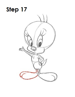 How to Draw Tweety Bird Step 17