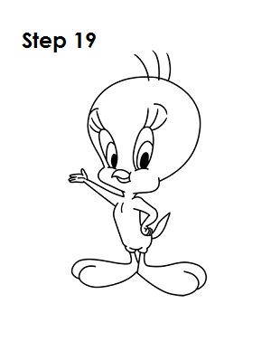 How to Draw Tweety Bird Step 19