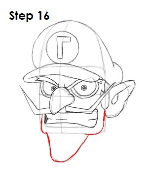 Draw Waluigi Step 16