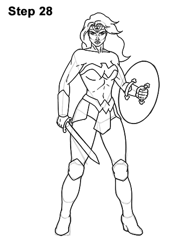 How to Draw Wonder Woman Full Body DC Movie 28