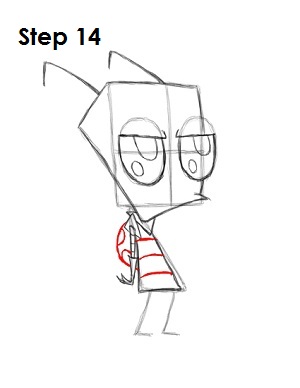 How to Draw Zim Step 14