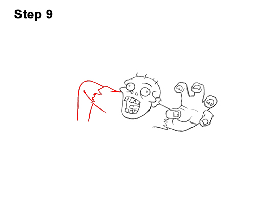How to Draw Cartoon Zombie Coming out of the Ground 9