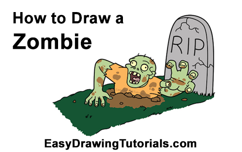 How to Draw Cartoon Zombie Coming out of the Ground Clipart