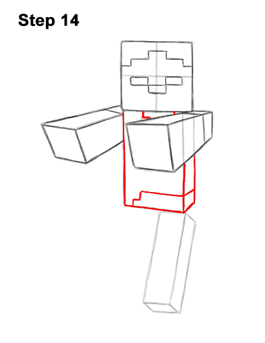 How to Draw Zombie Mob Minecraft Full Body 14