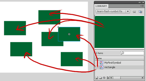 drag and drop from library to stage