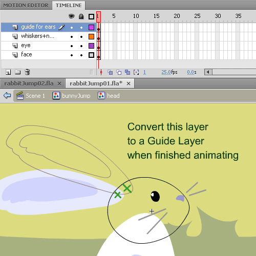 overlapping animation for the ears