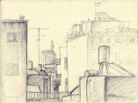 Tel Aviv rooftops sketch