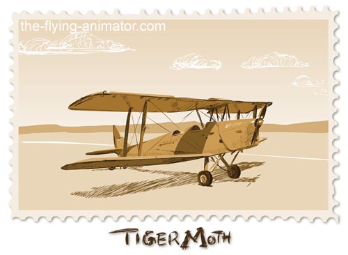 Drawing of a Tiger Moth bi-plane