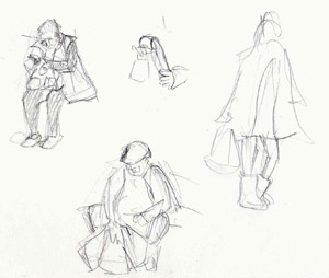 fast sketches of people in the Mall